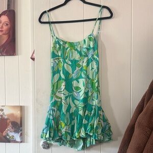 Tropical Leaf Mini Dress resort wear festival cover up